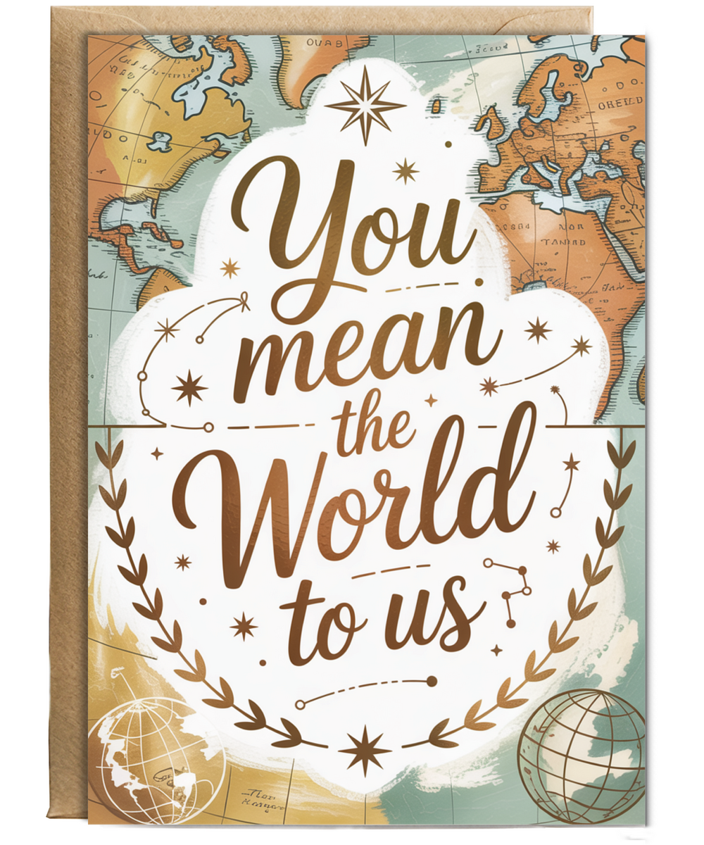 Teacher Thank You Card for Her Geography Teacher You Mean the World to Us
