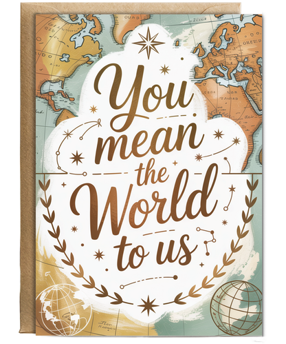 Teacher Thank You Card for Her Geography Teacher You Mean the World to Us