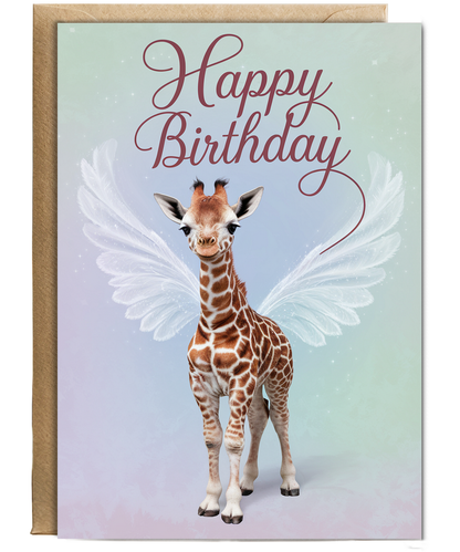 Birthday Card Giraffe With Wings
