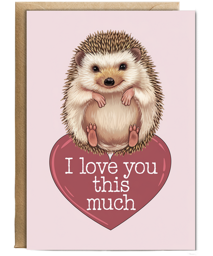Valentines Day Card I Love you this much Hedgehog
