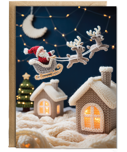Knitted santa on his sleigh