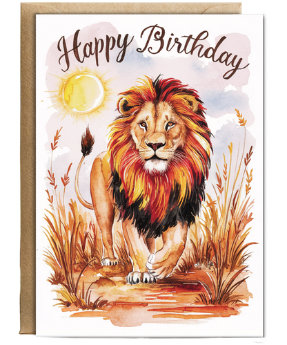 Happy Birthday cute Lion watercolour