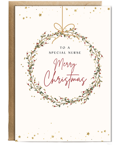 To a special Nurse merry Christmas wreath fake glitter effect