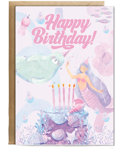 Happy Birthday card Mermaid celebration