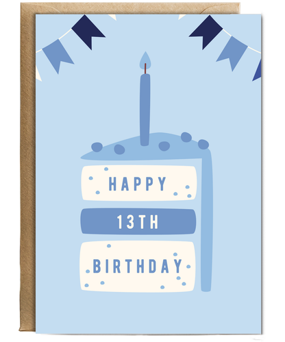 minimalistic male blue Happy 13th Birthday