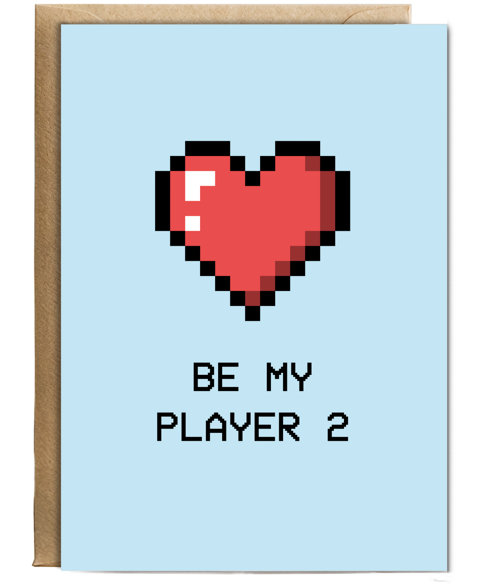 Valentines Card for Gamer Girlfriend Boyfriend Be My Player 2