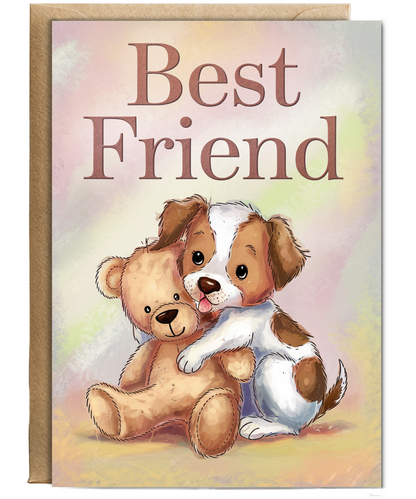Best Friend - Puppy with a Teddy Bear