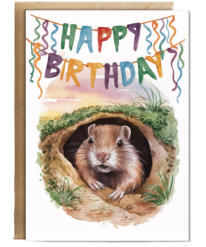 Happy Birthday cute gopher watercolour