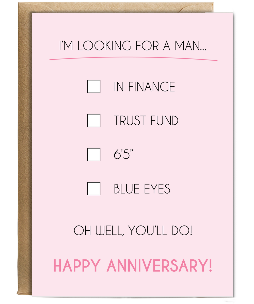 Anniversary i'm looking for a man in finance