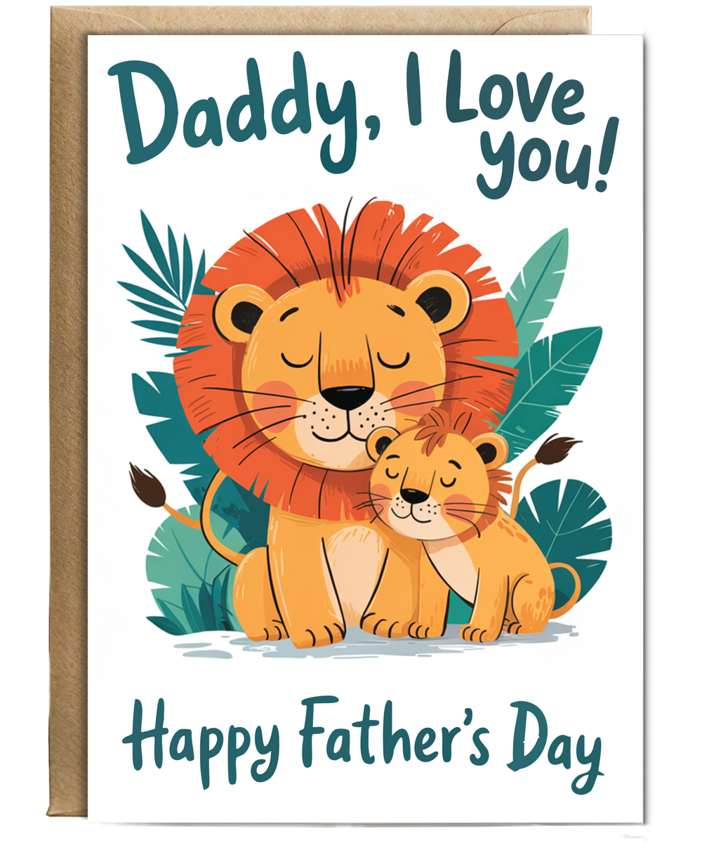father's day card daddy lion and cub