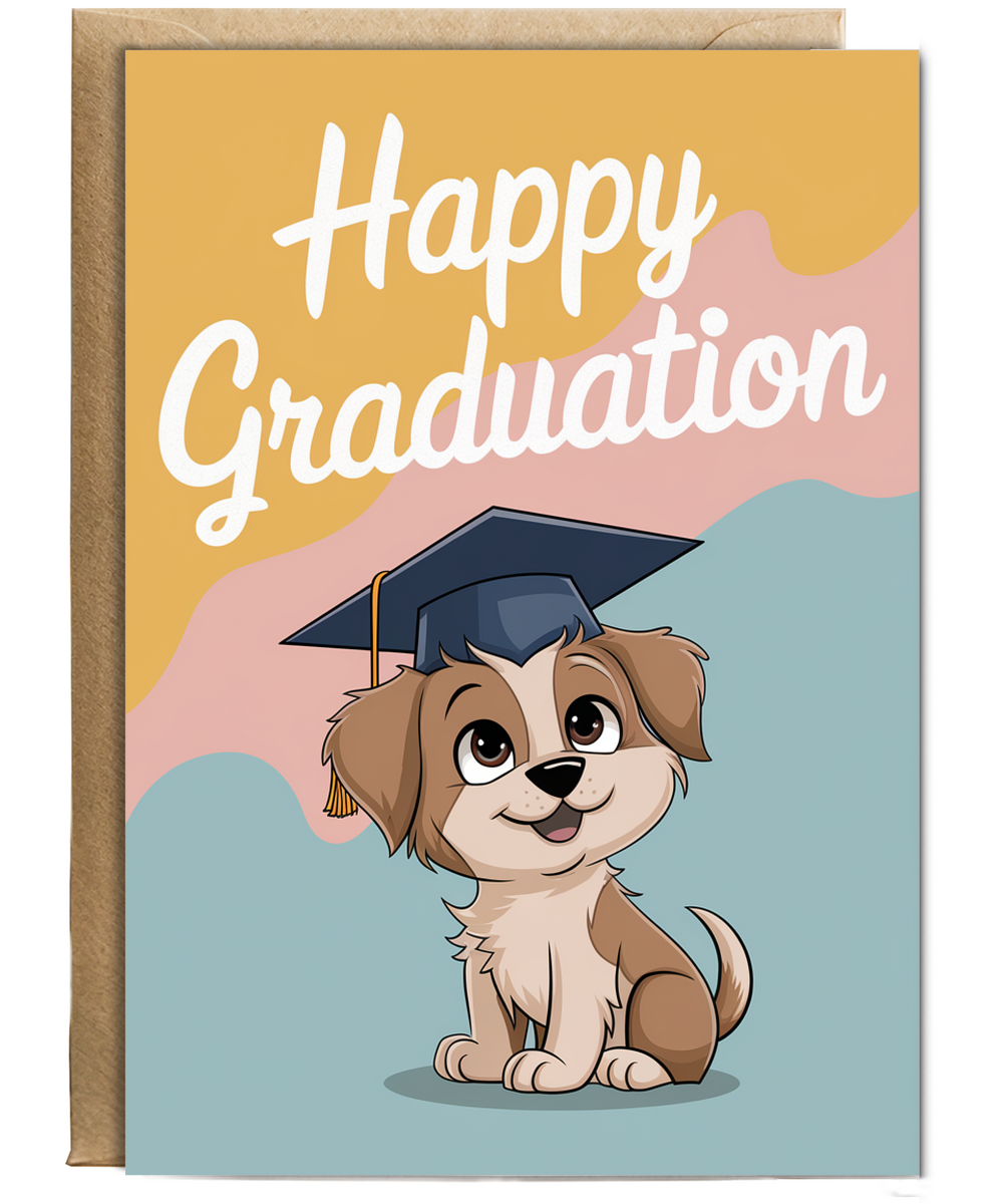Happy Graduation - Puppy with a Cap