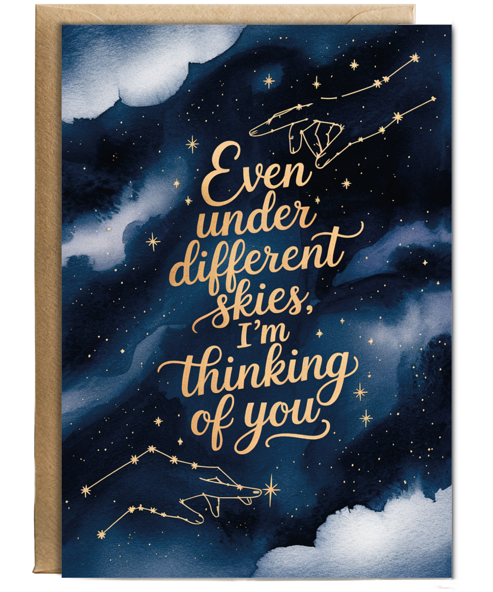 Thinking of You Card for Girlfriend Boyfreind Best Friend Under a Different Sky