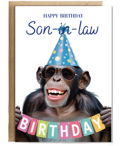 Chimpanzee happy birthday son-in-law