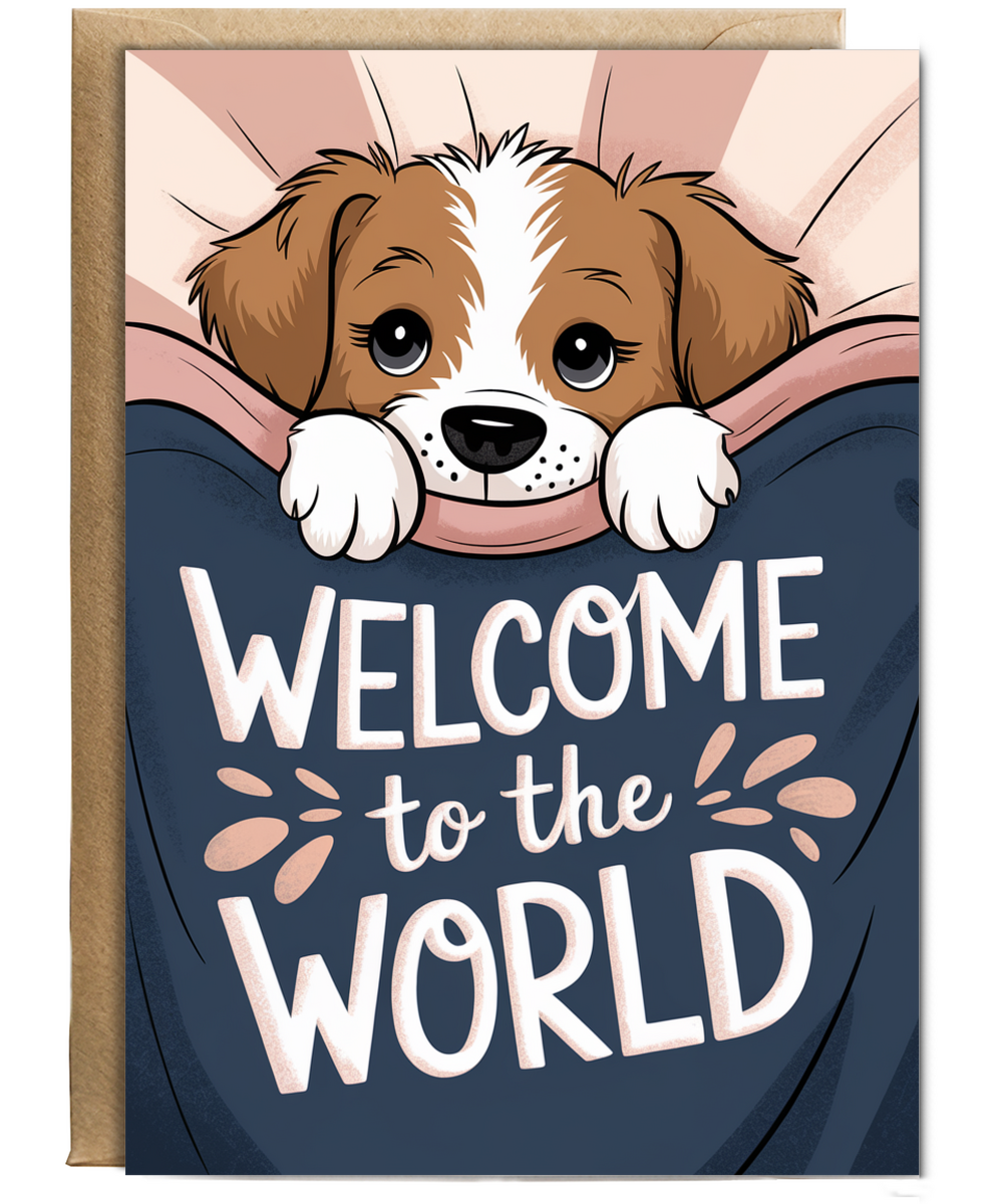 Welcome to the World - Puppy with Baby Blanket