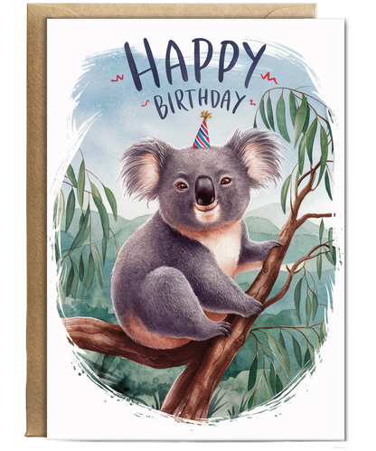 Happy Birthday cute koala watercolour