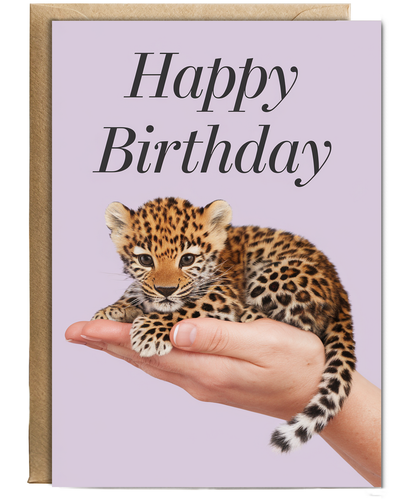 Birthday card Miniture leopard cute funny