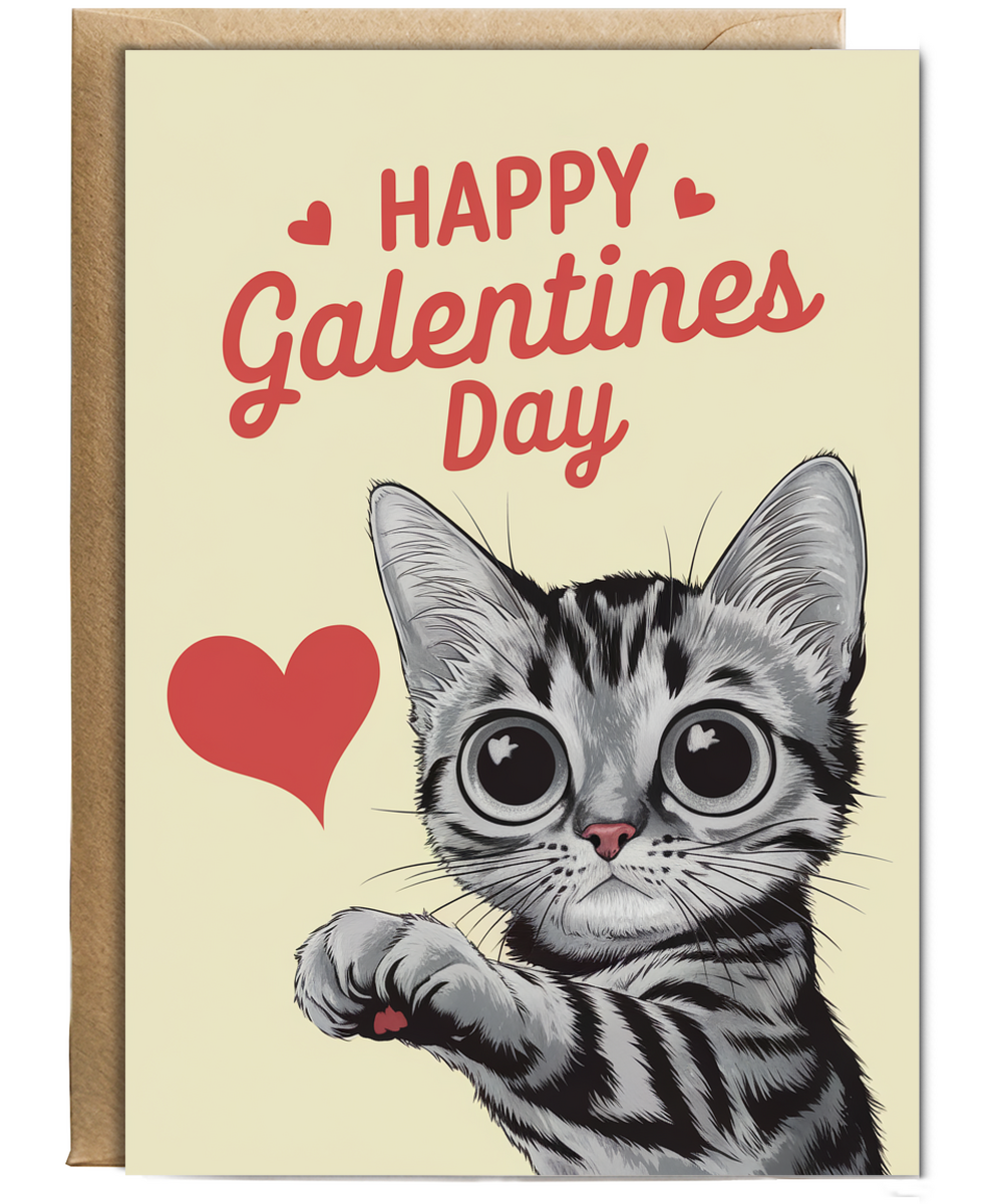 Happy Galentines Day Card Kitten cute love