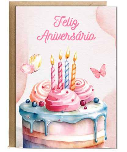 girly happy birthday Feliz Aniversário Portuguese butterfly