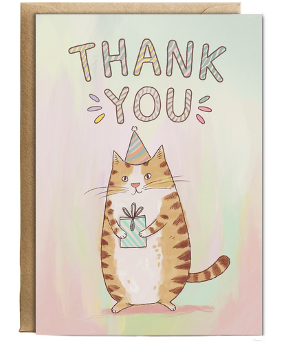 Thank You - Cat with a Gift Bag