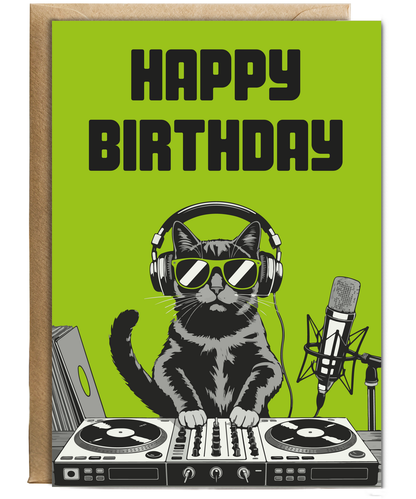 Happy Birthday Card for Him DJ Cat