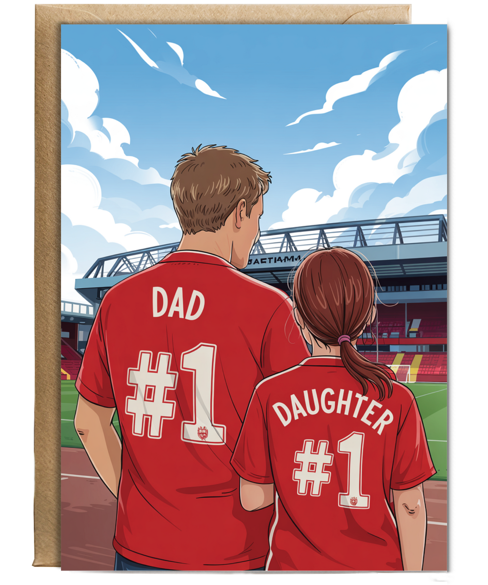 football red number one dad and daughter