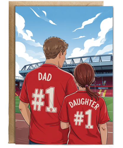 football red number one dad and daughter