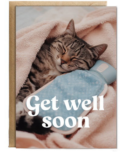 Get Well Soon with Cat with a Hot Water Bottle