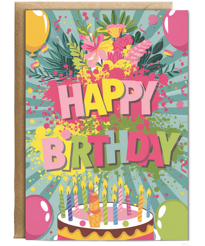 Happy Birthday with Colorful Paint Splashes