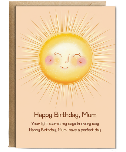 Birthday Card for Mum from son daughter Sun poem