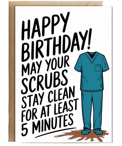 Nurse Birthday Card May Your Scrubs Stay Clean for at Least 5 Minutes