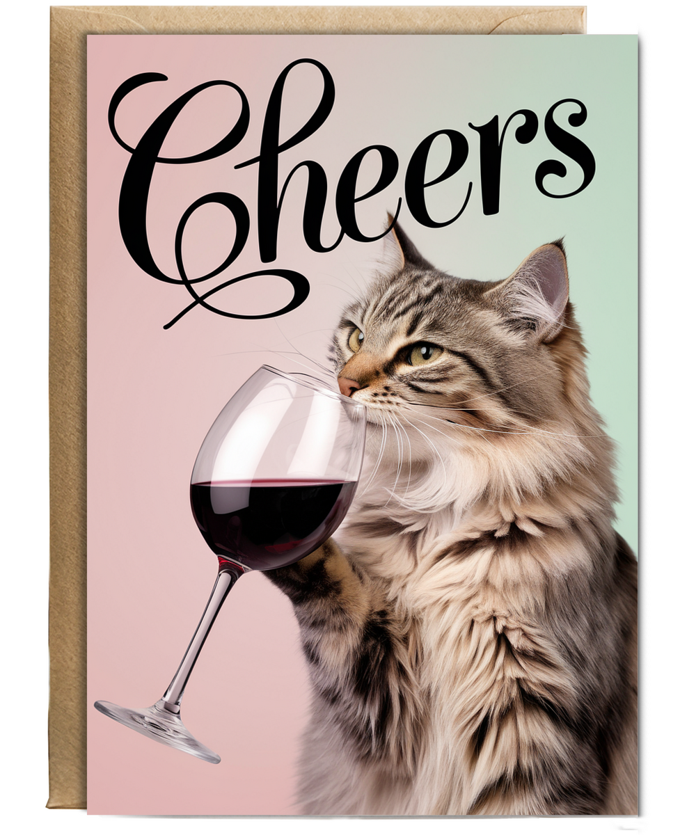Cheers with Cat with a Glass of Wine