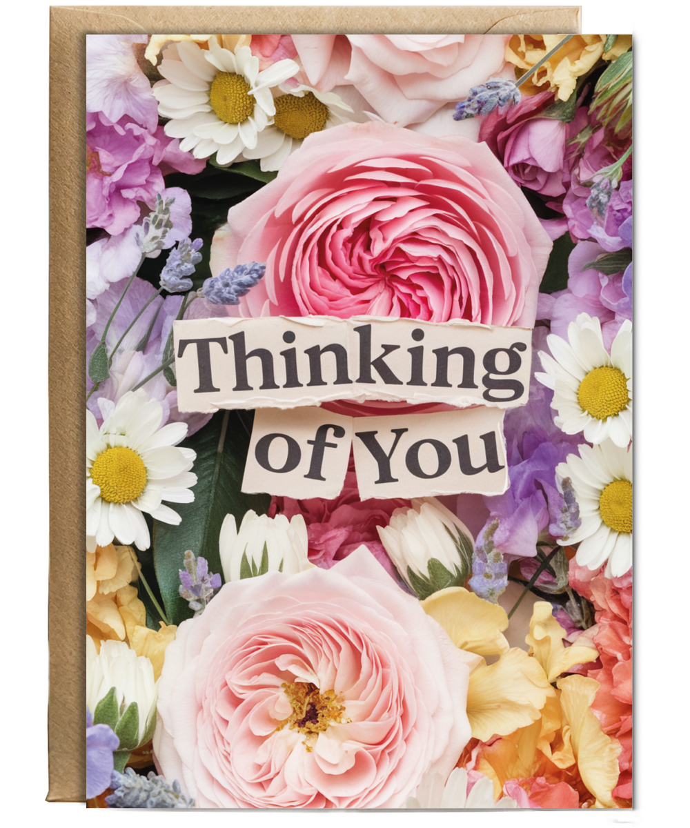 Thinking of You Card with Flower Bouquet for Wife Girlfriend Best Friend