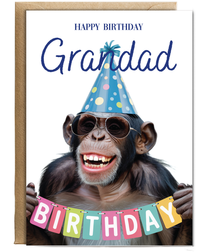 Chimpanzee happy birthday Grandad