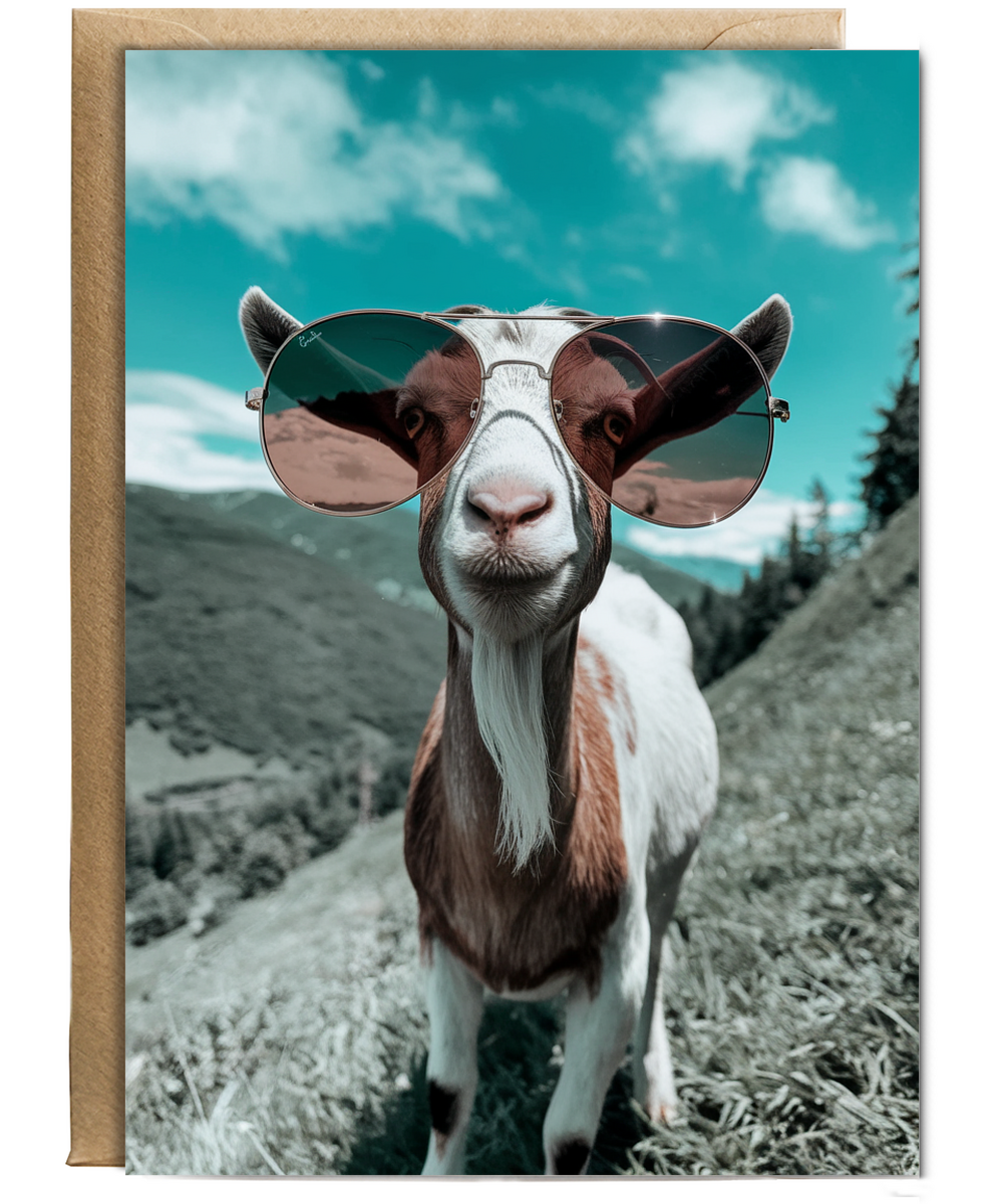 Goat with Oversized Sunglasses