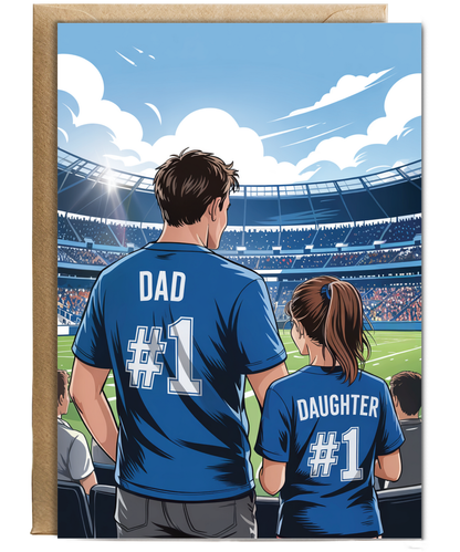 football dark blue number one dad and daughter