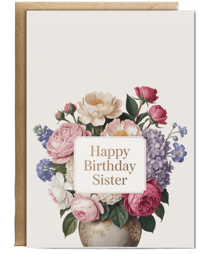 Happy Birthday sister, blooming flowers
