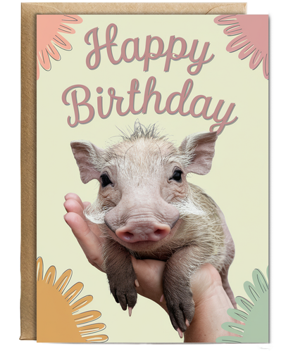 Birthday card warthog miniture cute funny