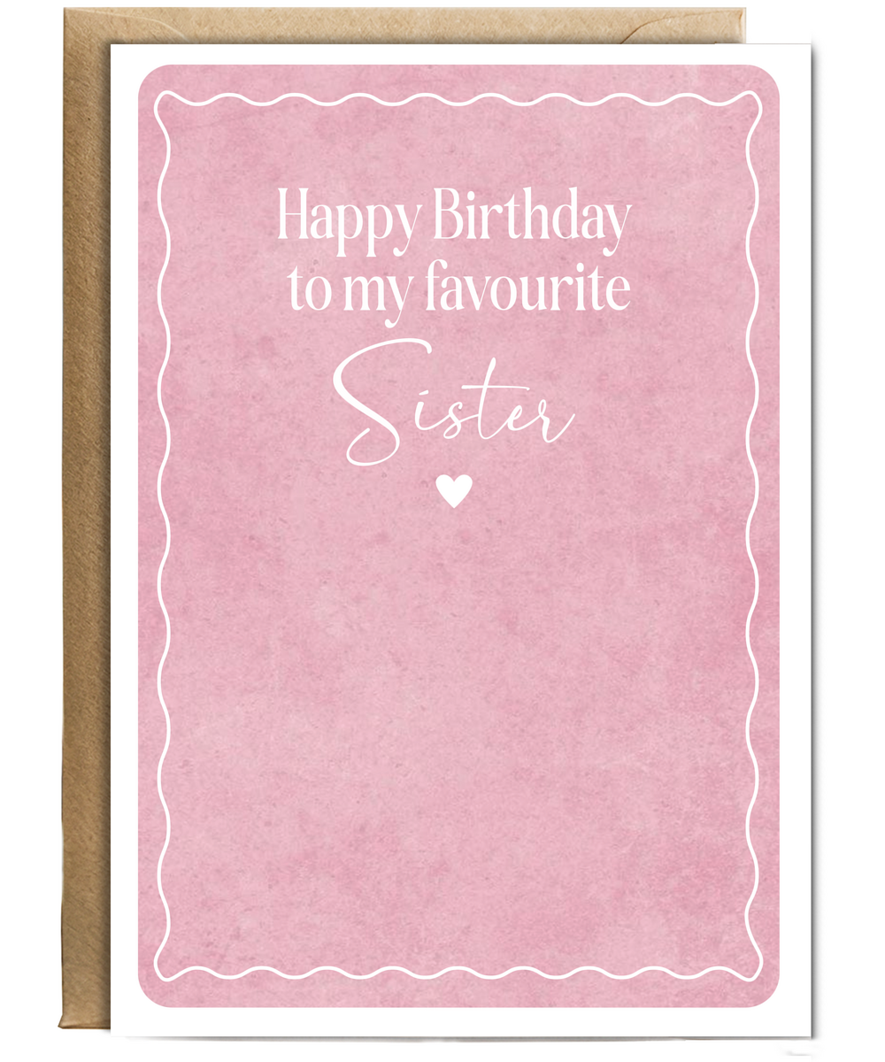 Happy Birthday card to my favourite sister pink