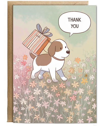 Thank You - Puppy with a Gift Bag