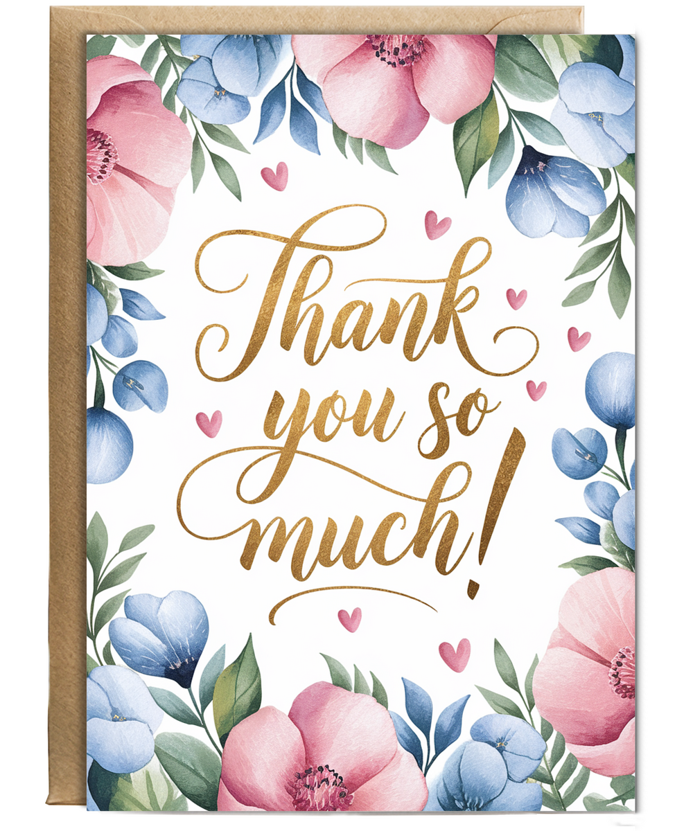 Thank You So Much Card floral Roses design