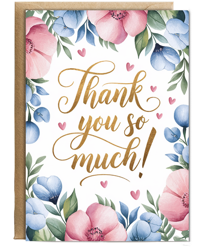 Thank You So Much Card floral Roses design