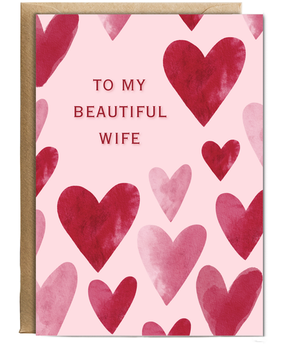 To my beautiful wife valentine's day anniversary Watercolour hearts