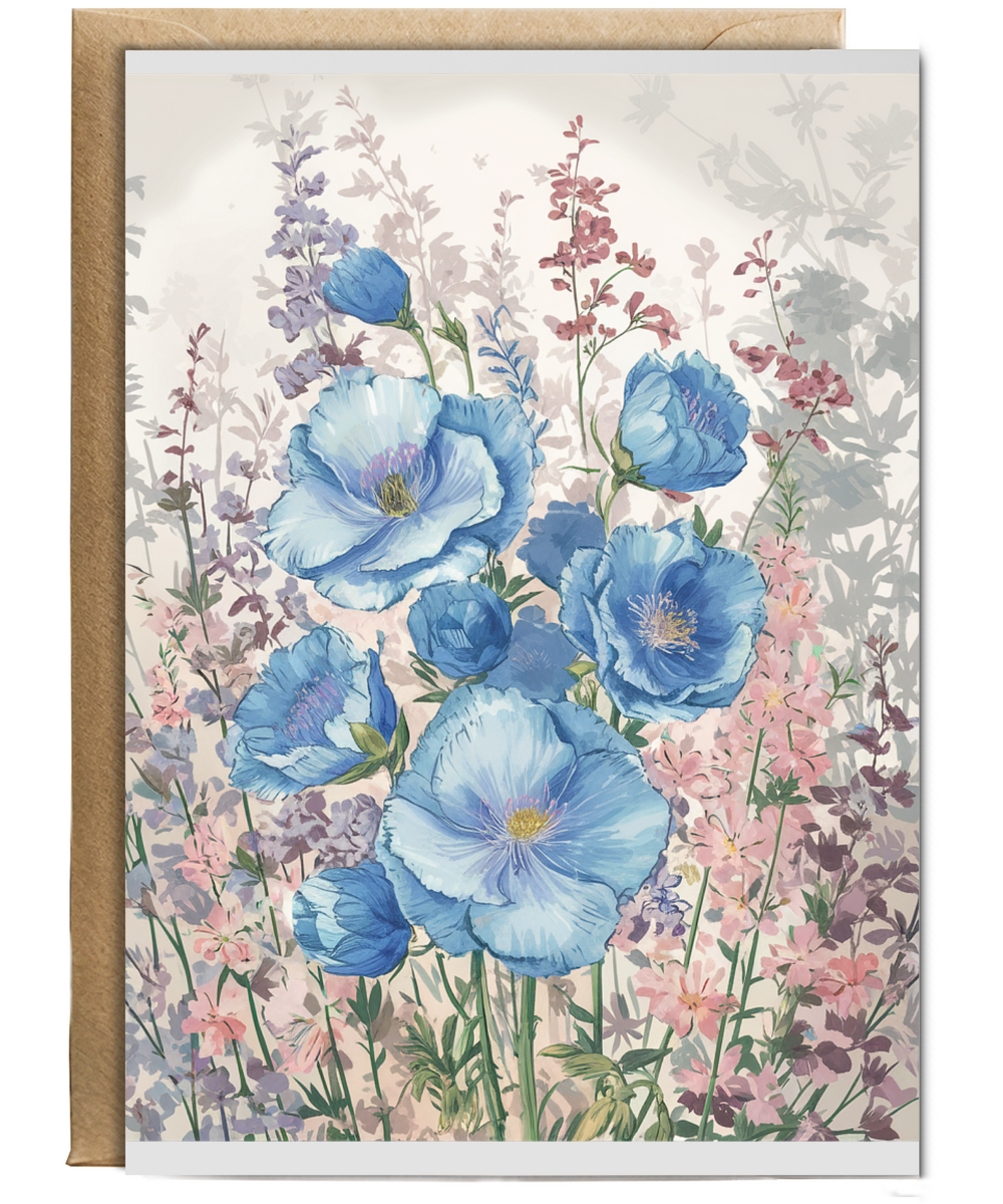 Garden with blue flowers