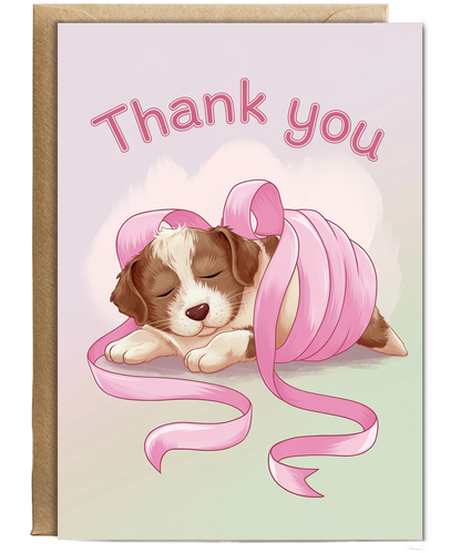 Thank You - Puppy with a Ribbon