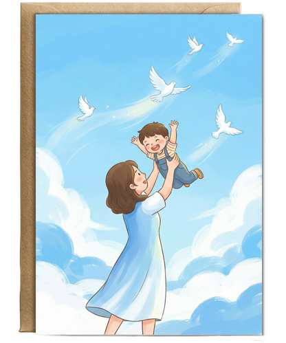 mum and child playful doves Happy Birthday Happy Mother's day