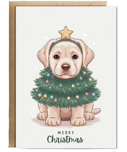 Labrador in christmas tree costume