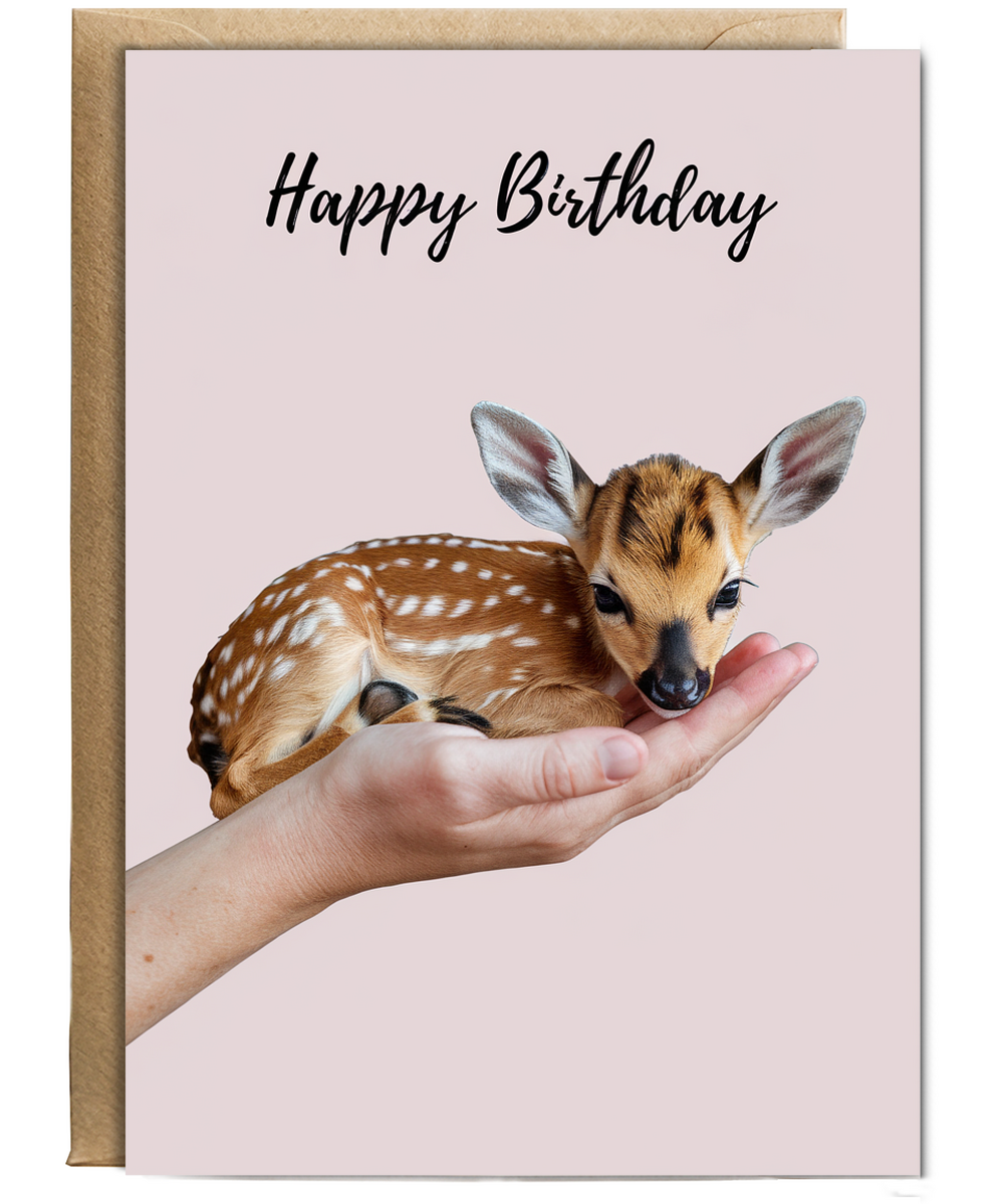 Birthday card Miniture fawn cute funny