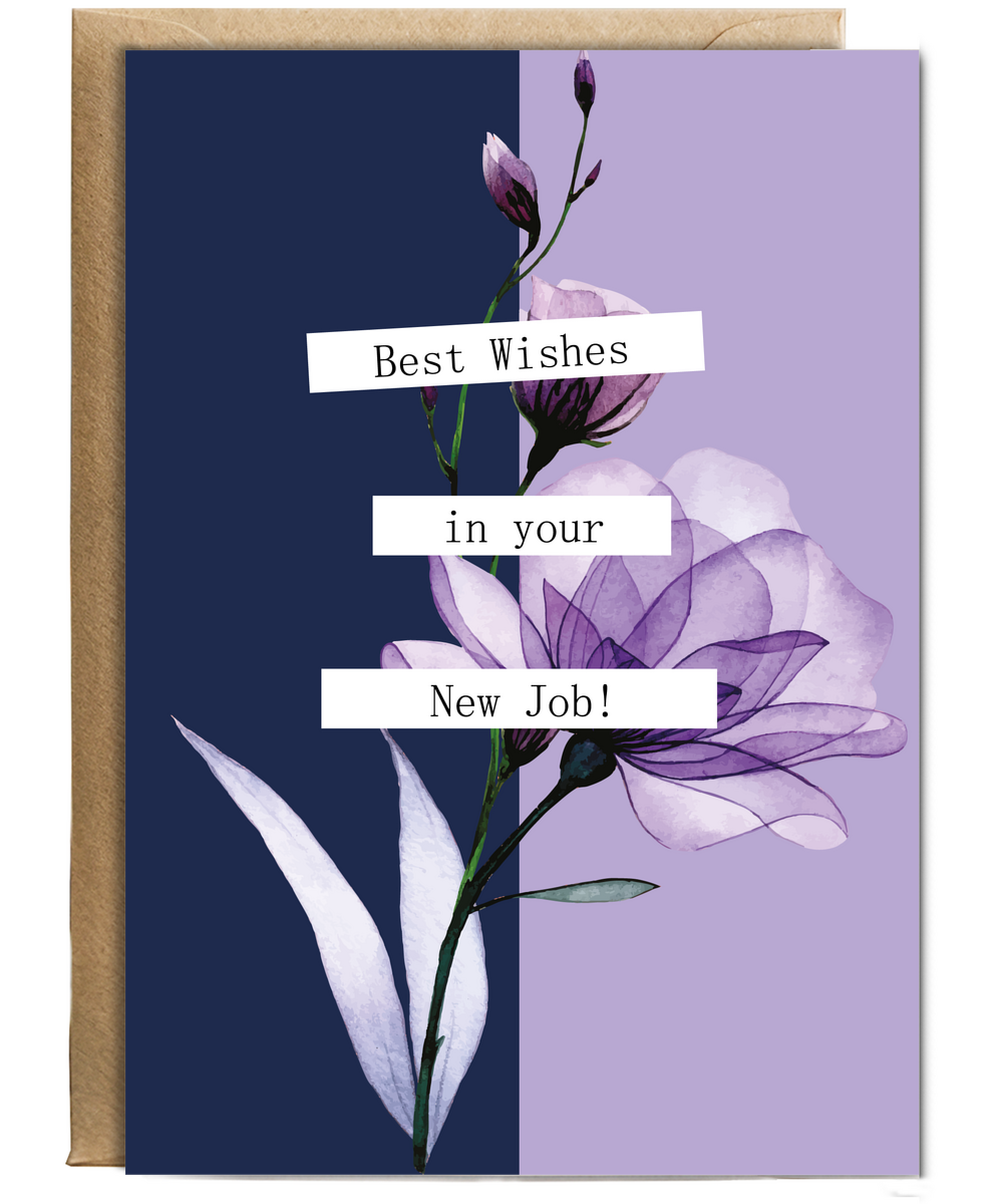 Best Wishes in Your New Job Card for Her with Professional Floral Design