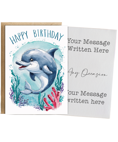 Happy Birthday cute dolphin watercolour
