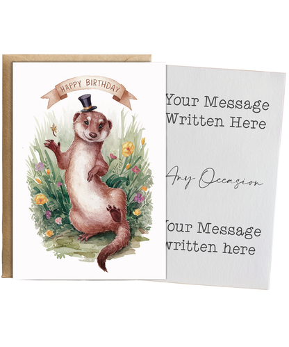 Happy Birthday cute mongoose watercolour